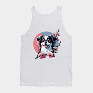 Japanese Chin with Spring Cherry Blossoms Joyful Expression Tank Top